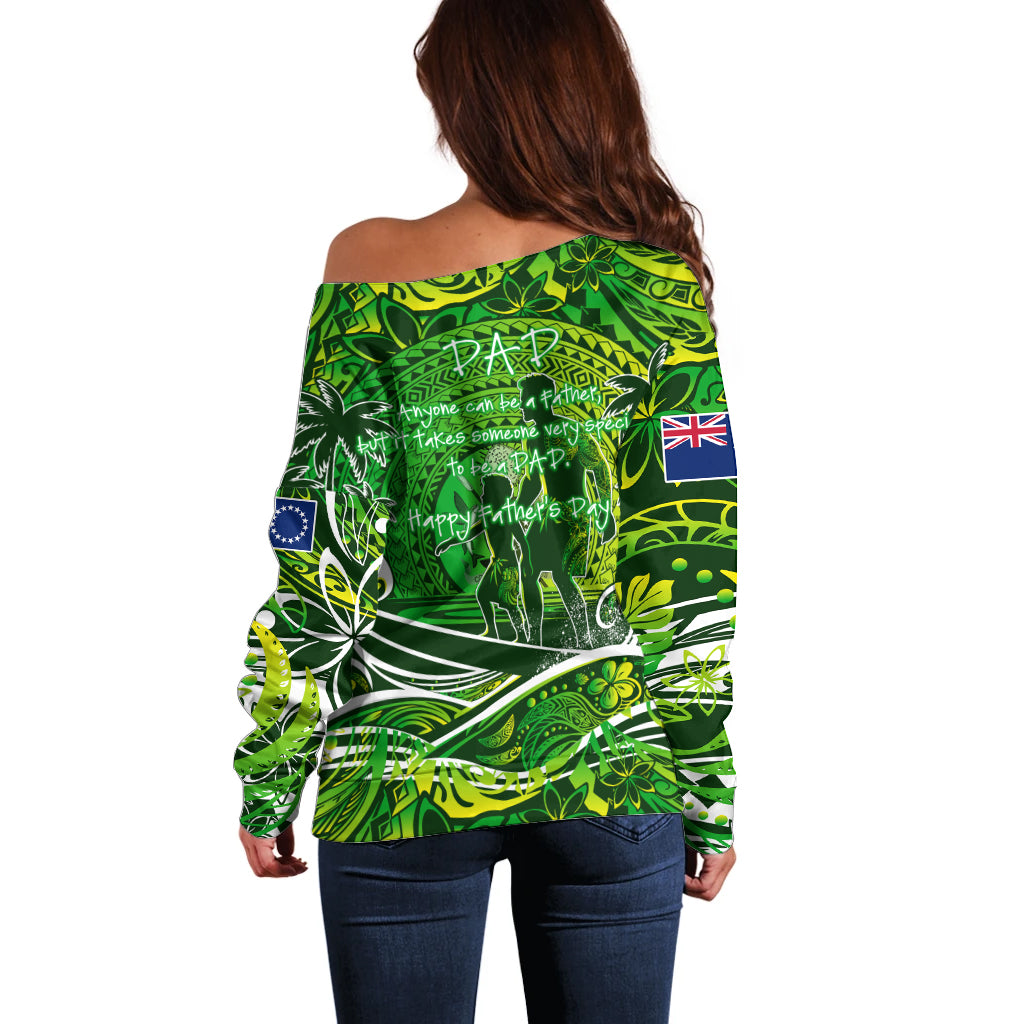 Father's Day Cook Islands Off Shoulder Sweater Special Dad Polynesia Paradise