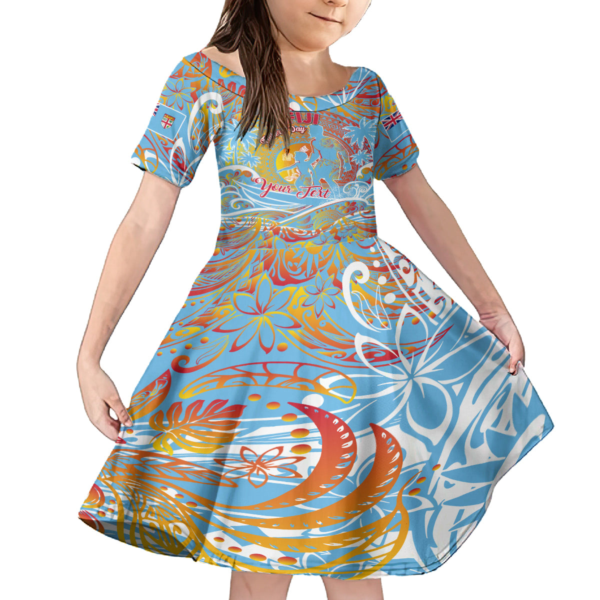Father's Day Fiji Family Matching Long Sleeve Bodycon Dress and Hawaiian Shirt Special Dad Polynesia Paradise DT02 Daughter's Dress Red - Polynesian Pride