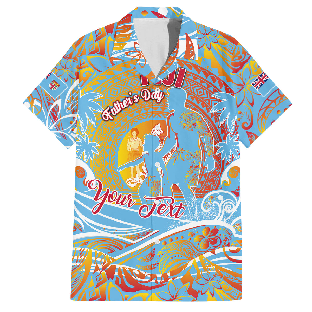 Father's Day Fiji Family Matching Long Sleeve Bodycon Dress and Hawaiian Shirt Special Dad Polynesia Paradise DT02 Dad's Shirt - Short Sleeve Red - Polynesian Pride