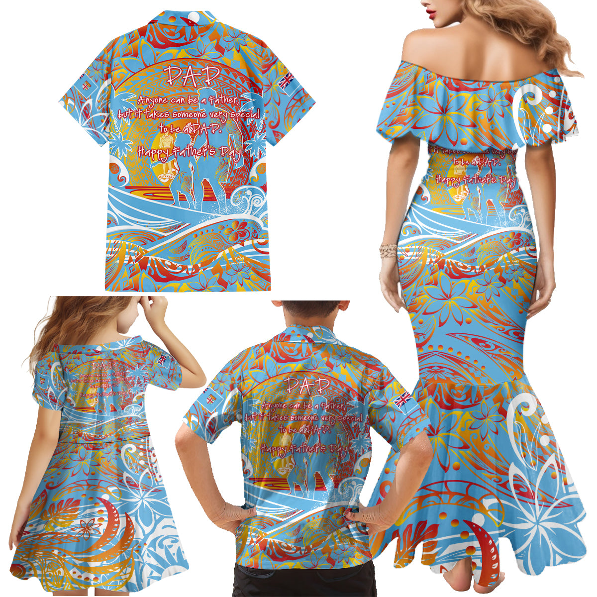 Father's Day Fiji Family Matching Mermaid Dress and Hawaiian Shirt Special Dad Polynesia Paradise DT02 - Polynesian Pride