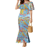 Father's Day Fiji Family Matching Mermaid Dress and Hawaiian Shirt Special Dad Polynesia Paradise DT02 Mom's Dress Red - Polynesian Pride