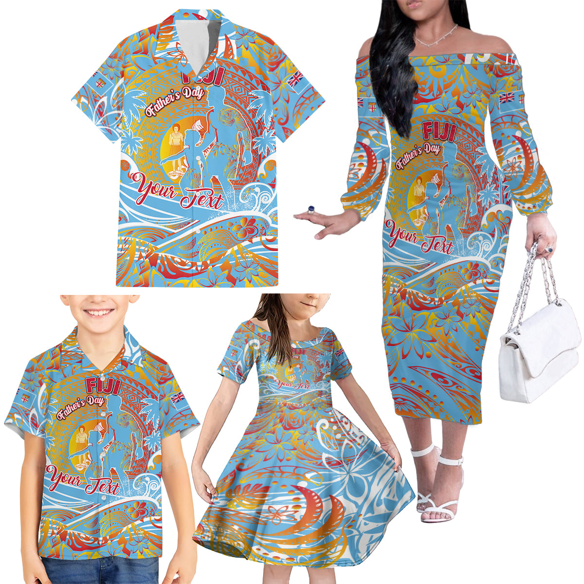 Father's Day Fiji Family Matching Off The Shoulder Long Sleeve Dress and Hawaiian Shirt Special Dad Polynesia Paradise DT02 - Polynesian Pride