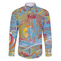 Father's Day Fiji Family Matching Off Shoulder Short Dress and Hawaiian Shirt Special Dad Polynesia Paradise