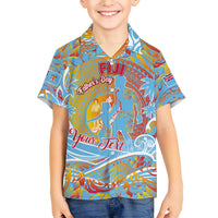 Father's Day Fiji Family Matching Short Sleeve Bodycon Dress and Hawaiian Shirt Special Dad Polynesia Paradise DT02 Son's Shirt Red - Polynesian Pride