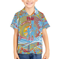 Father's Day Fiji Family Matching Tank Maxi Dress and Hawaiian Shirt Special Dad Polynesia Paradise DT02 Son's Shirt Red - Polynesian Pride