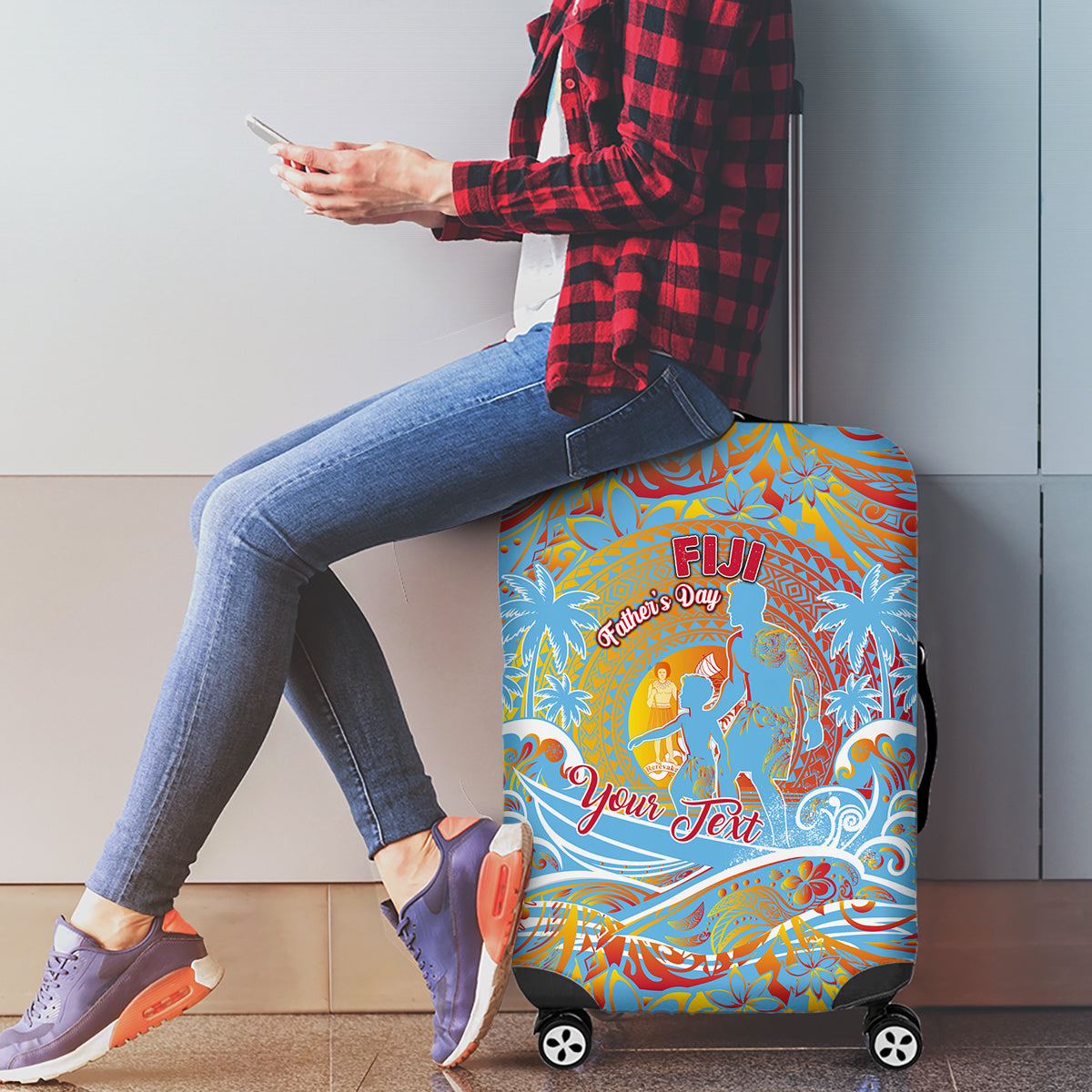 Father's Day Fiji Luggage Cover Special Dad Polynesia Paradise