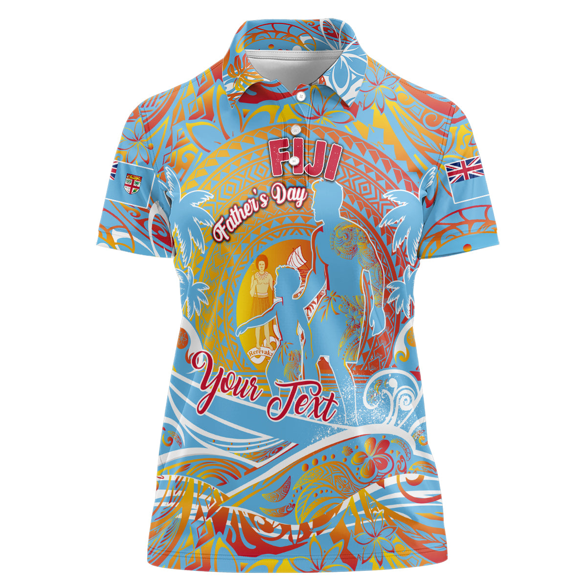 Father's Day Fiji Women Polo Shirt Special Dad Polynesia Paradise DT02 Female Red - Polynesian Pride