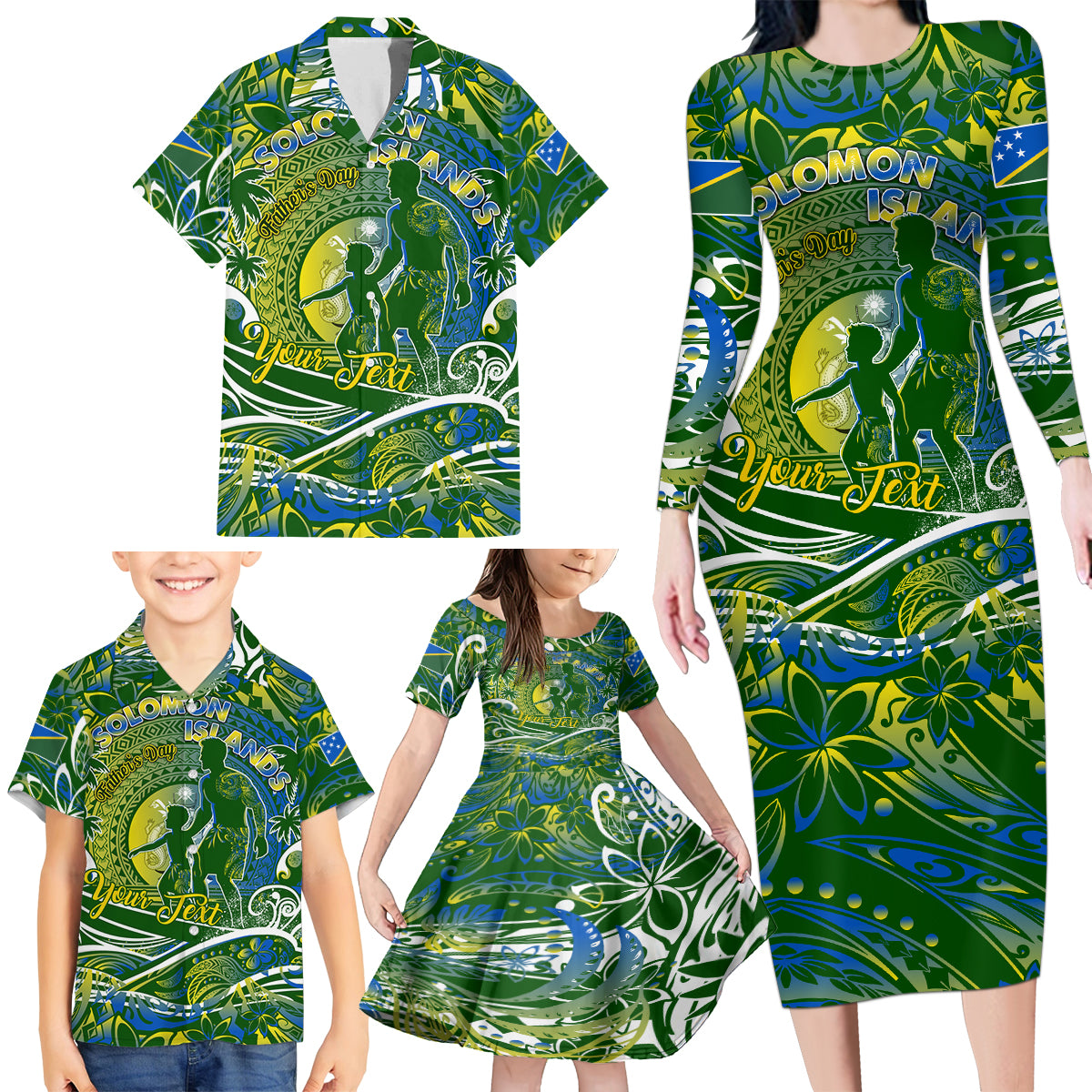 Father's Day Solomon Islands Family Matching Long Sleeve Bodycon Dress and Hawaiian Shirt Special Dad Polynesia Paradise DT02 - Polynesian Pride