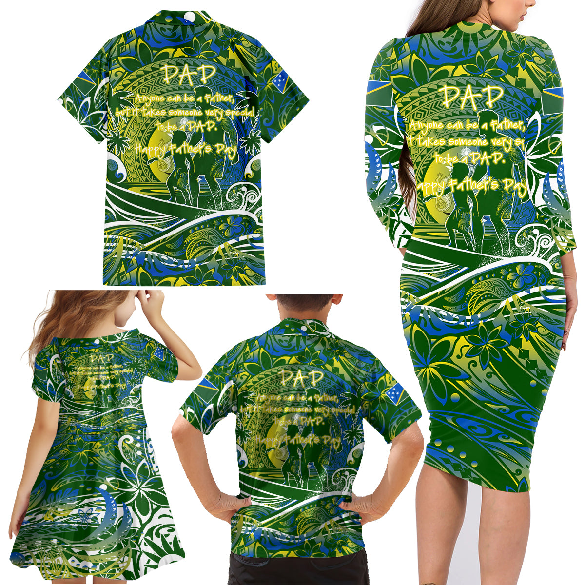 Father's Day Solomon Islands Family Matching Long Sleeve Bodycon Dress and Hawaiian Shirt Special Dad Polynesia Paradise DT02 - Polynesian Pride