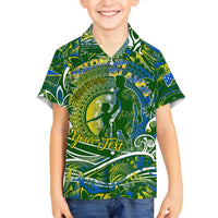 Father's Day Solomon Islands Family Matching Long Sleeve Bodycon Dress and Hawaiian Shirt Special Dad Polynesia Paradise DT02 Son's Shirt Green - Polynesian Pride