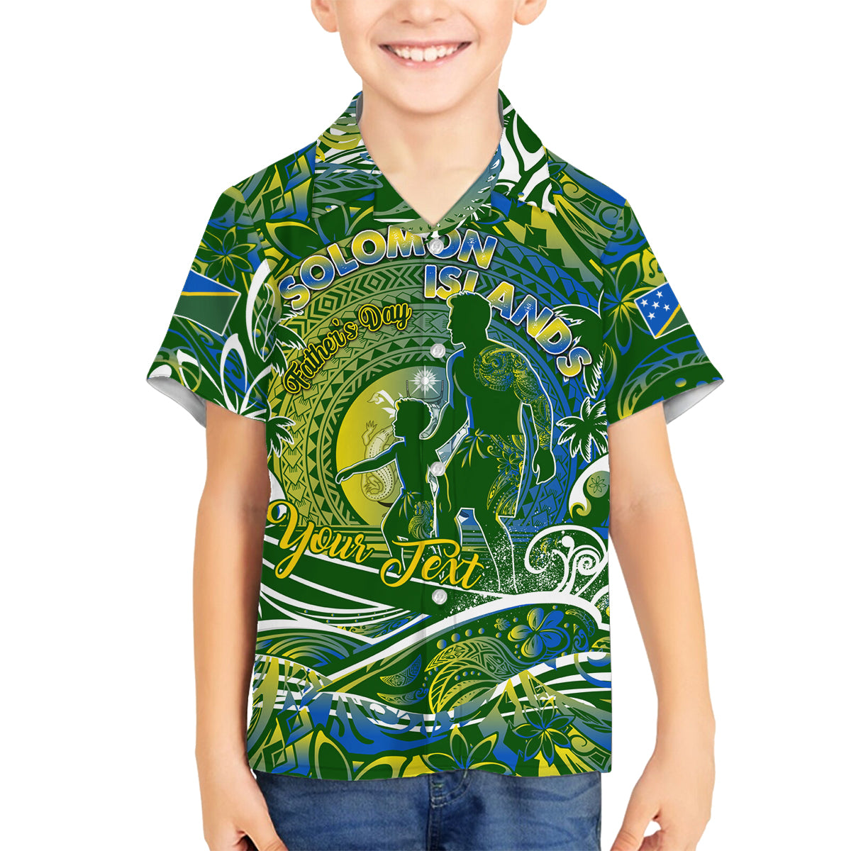Father's Day Solomon Islands Family Matching Off Shoulder Short Dress and Hawaiian Shirt Special Dad Polynesia Paradise