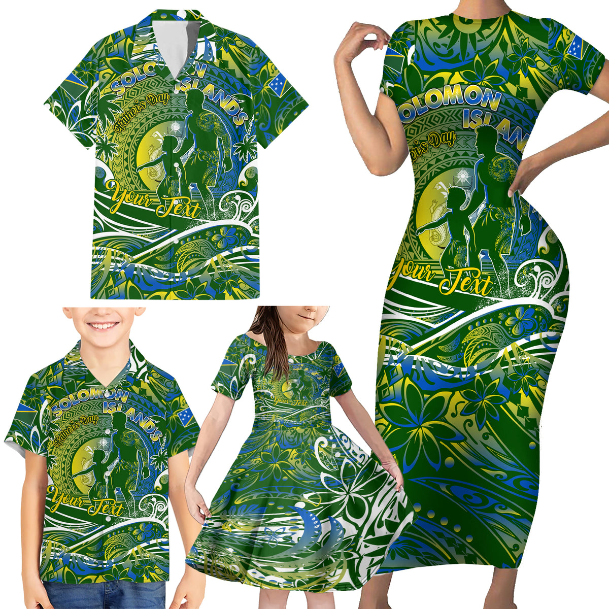 Father's Day Solomon Islands Family Matching Short Sleeve Bodycon Dress and Hawaiian Shirt Special Dad Polynesia Paradise DT02 - Polynesian Pride
