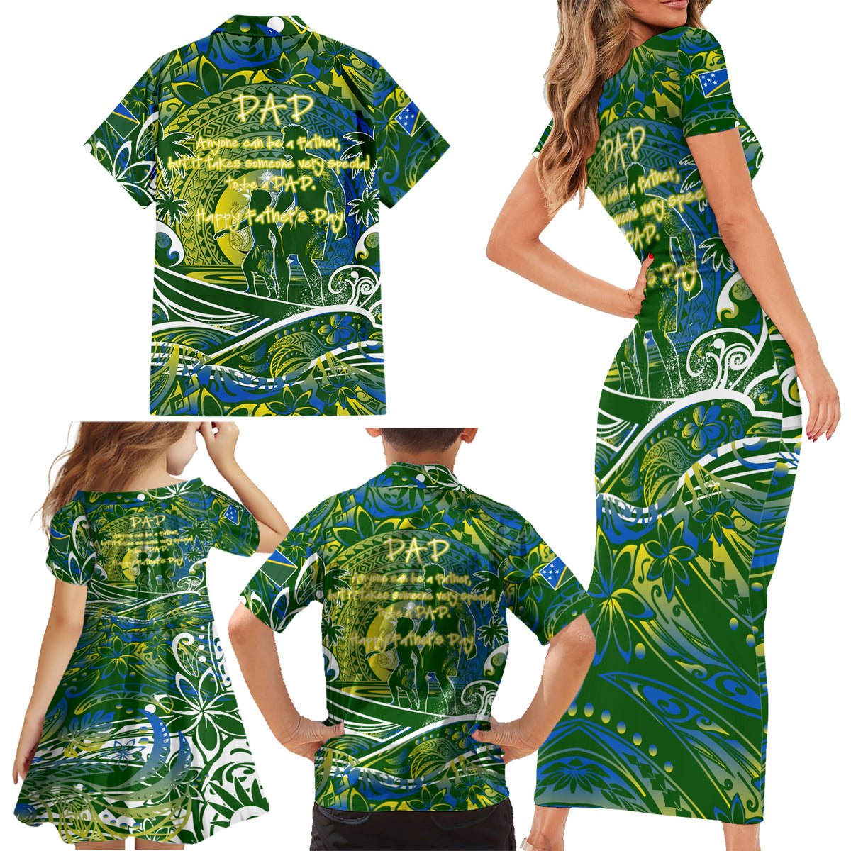 Father's Day Solomon Islands Family Matching Short Sleeve Bodycon Dress and Hawaiian Shirt Special Dad Polynesia Paradise DT02 - Polynesian Pride