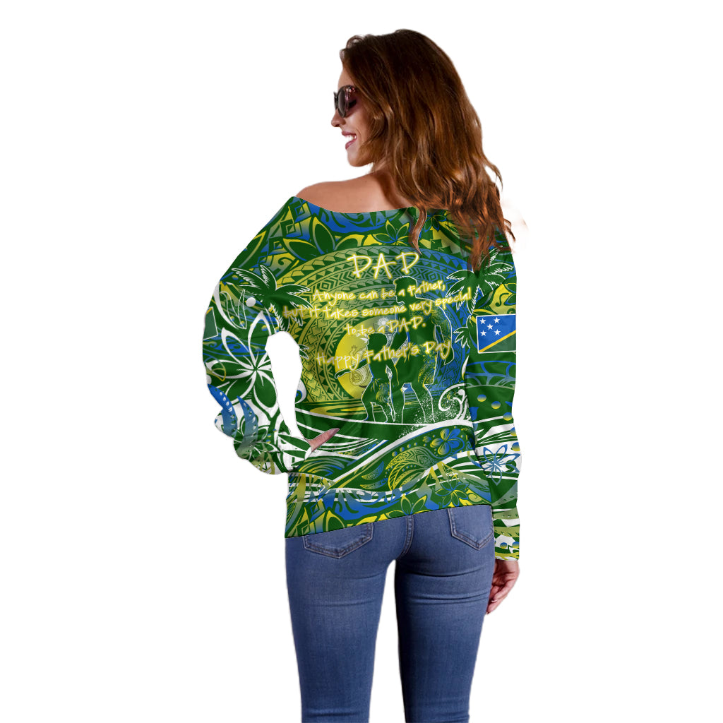 Father's Day Solomon Islands Off Shoulder Sweater Special Dad Polynesia Paradise