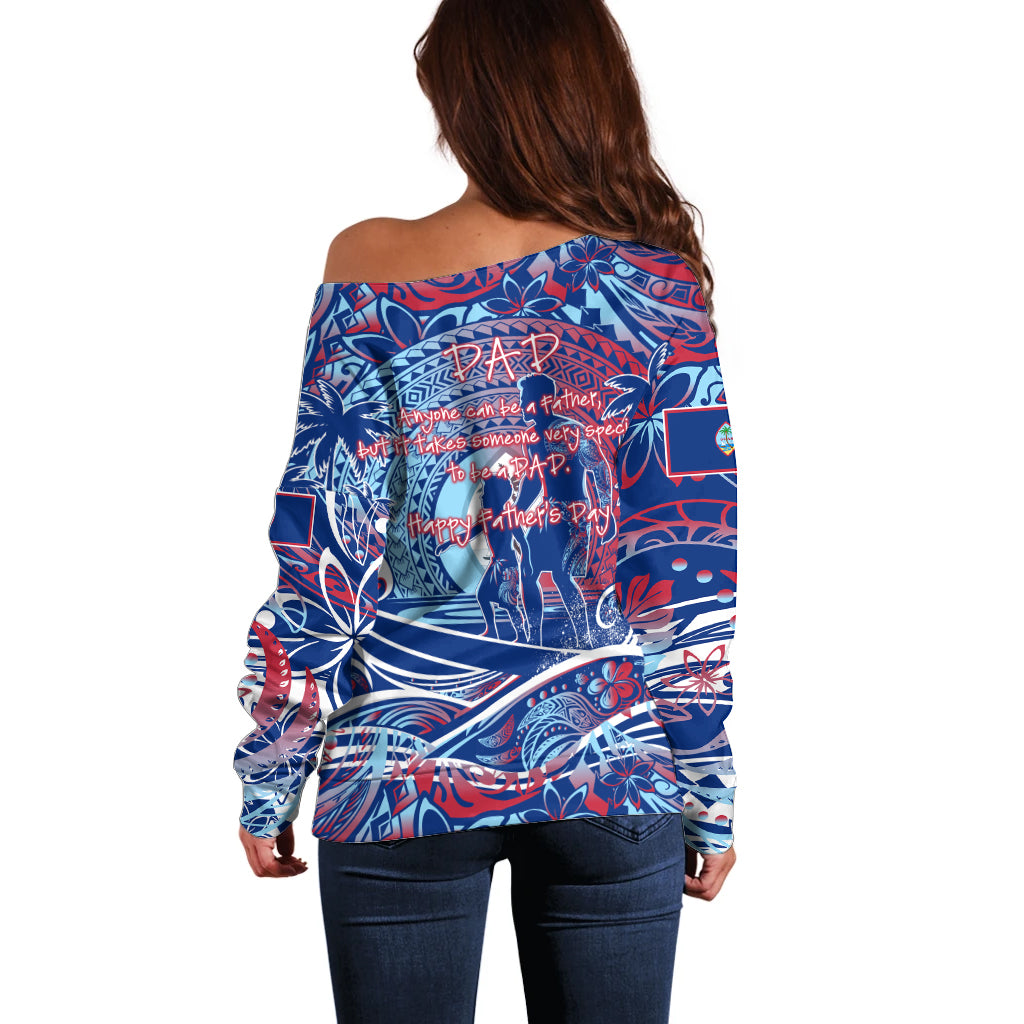 Father's Day Guam Off Shoulder Sweater Special Dad Polynesia Paradise
