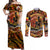 Father's Day Marquesas Islands Couples Matching Off Shoulder Maxi Dress and Long Sleeve Button Shirt Special Dad Polynesia Paradise