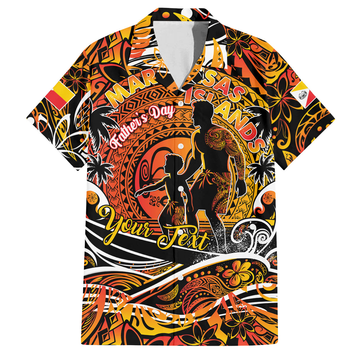 Father's Day Marquesas Islands Family Matching Off The Shoulder Long Sleeve Dress and Hawaiian Shirt Special Dad Polynesia Paradise