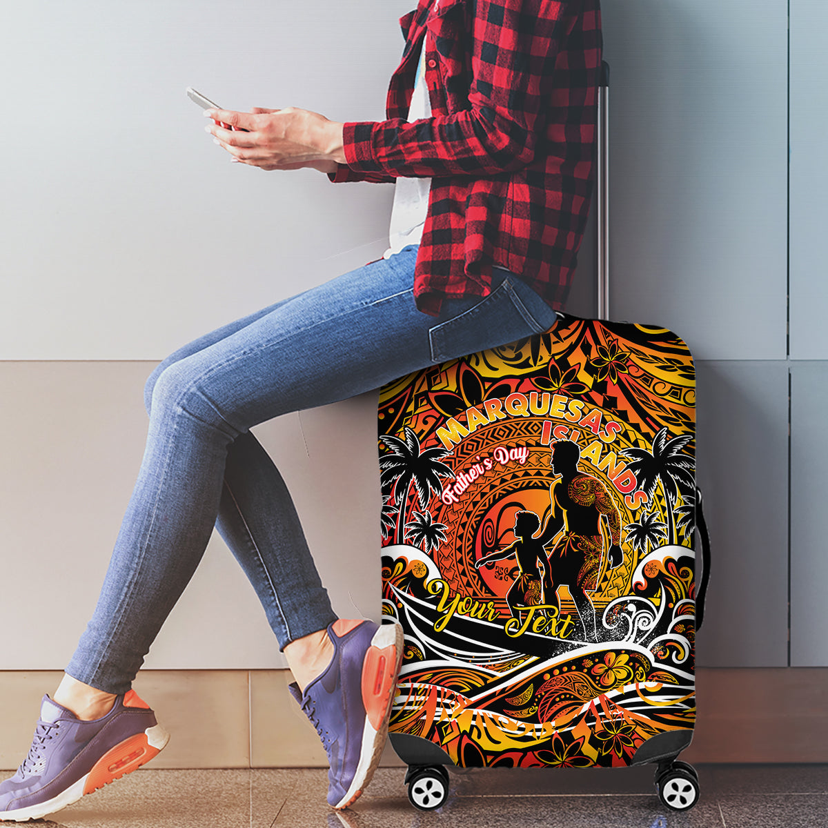 Father's Day Marquesas Islands Luggage Cover Special Dad Polynesia Paradise