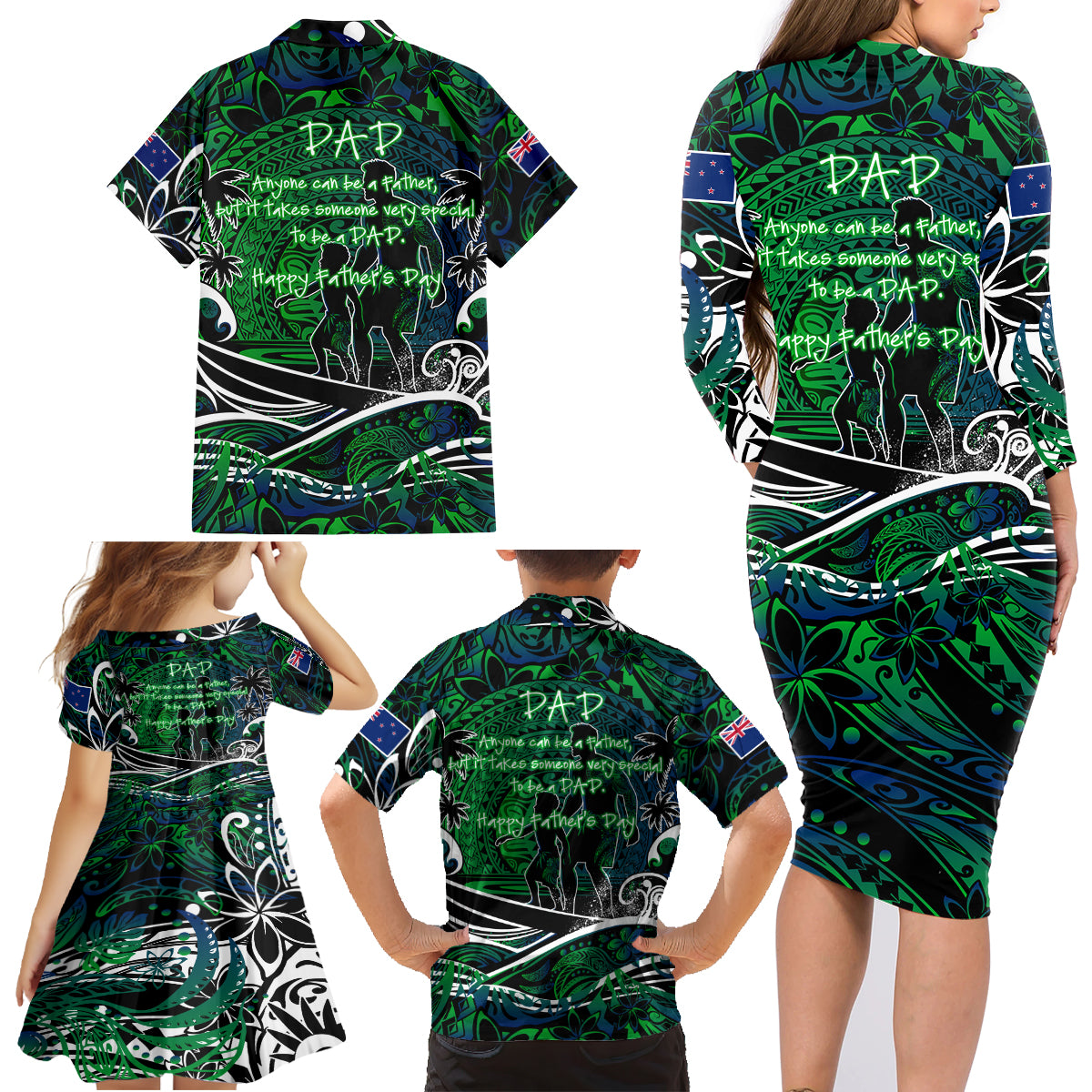 Father's Day New Zealand Family Matching Long Sleeve Bodycon Dress and Hawaiian Shirt Special Dad Polynesia Paradise DT02 - Polynesian Pride