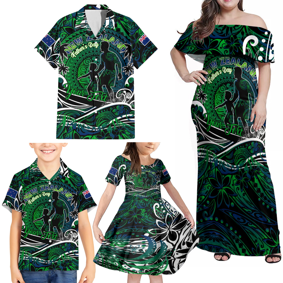 Father's Day New Zealand Family Matching Off Shoulder Maxi Dress and Hawaiian Shirt Special Dad Polynesia Paradise DT02 - Polynesian Pride