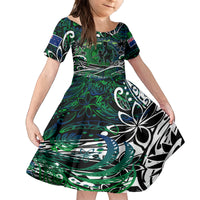 Father's Day New Zealand Family Matching Summer Maxi Dress and Hawaiian Shirt Special Dad Polynesia Paradise DT02 Daughter's Dress Green - Polynesian Pride
