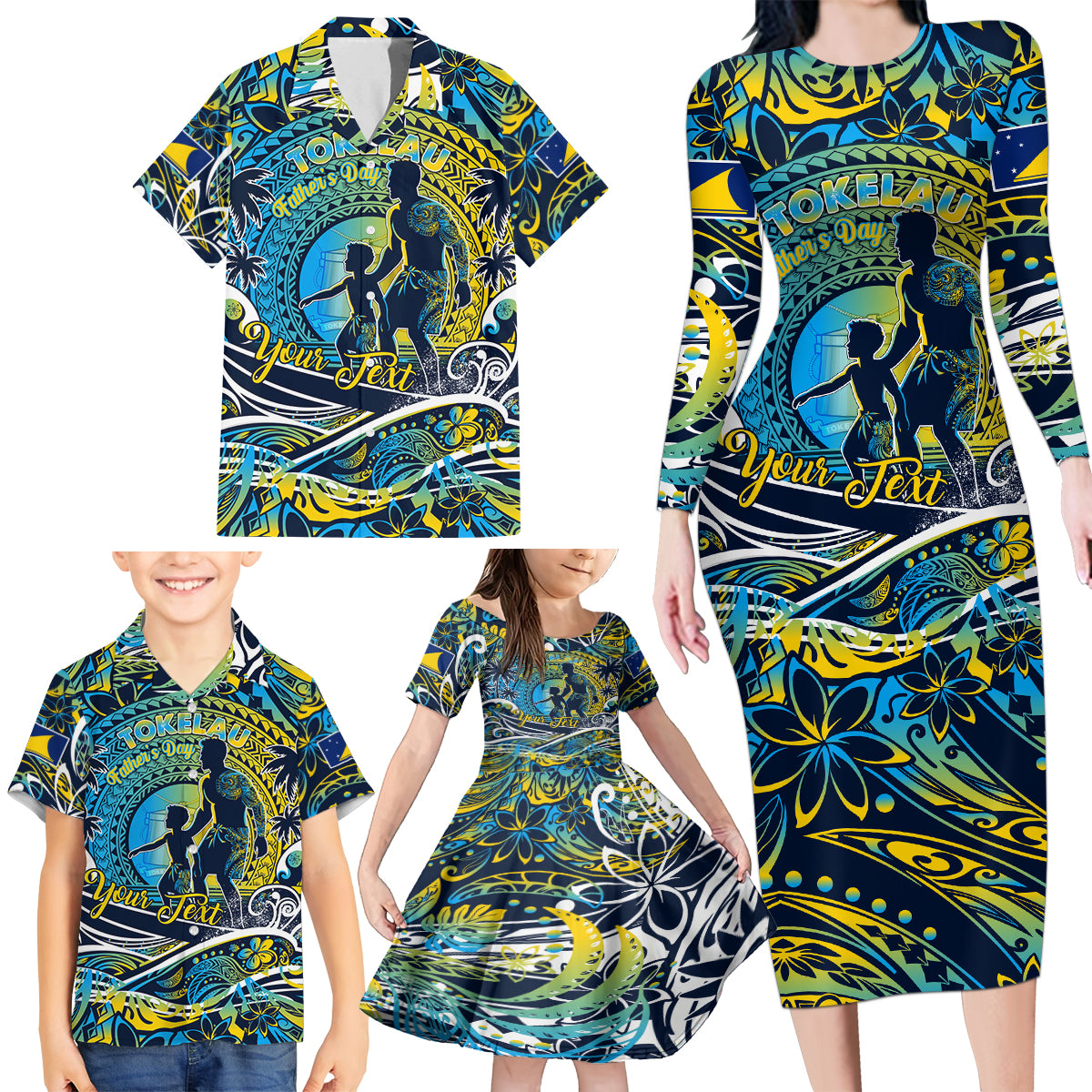 Father's Day Tokelau Family Matching Long Sleeve Bodycon Dress and Hawaiian Shirt Special Dad Polynesia Paradise DT02 - Polynesian Pride
