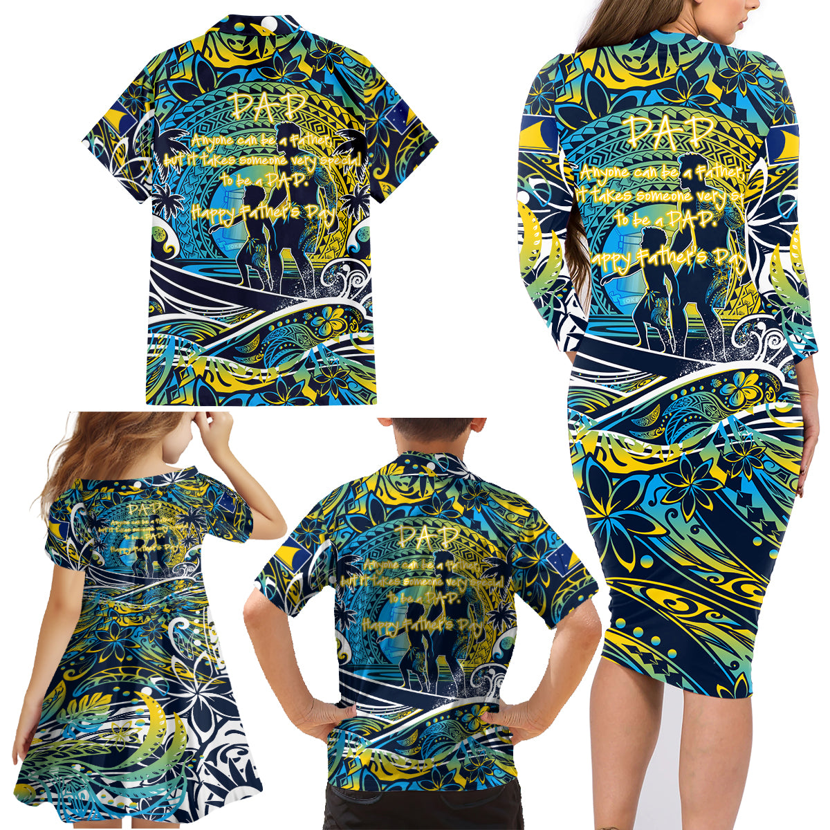 Father's Day Tokelau Family Matching Long Sleeve Bodycon Dress and Hawaiian Shirt Special Dad Polynesia Paradise DT02 - Polynesian Pride