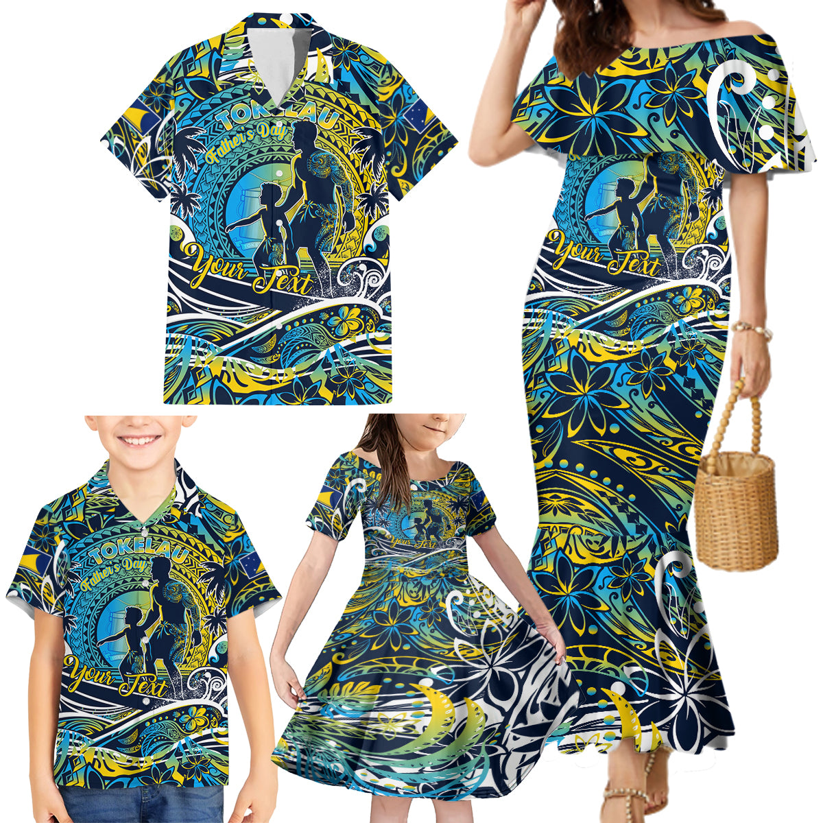 Father's Day Tokelau Family Matching Mermaid Dress and Hawaiian Shirt Special Dad Polynesia Paradise DT02 - Polynesian Pride
