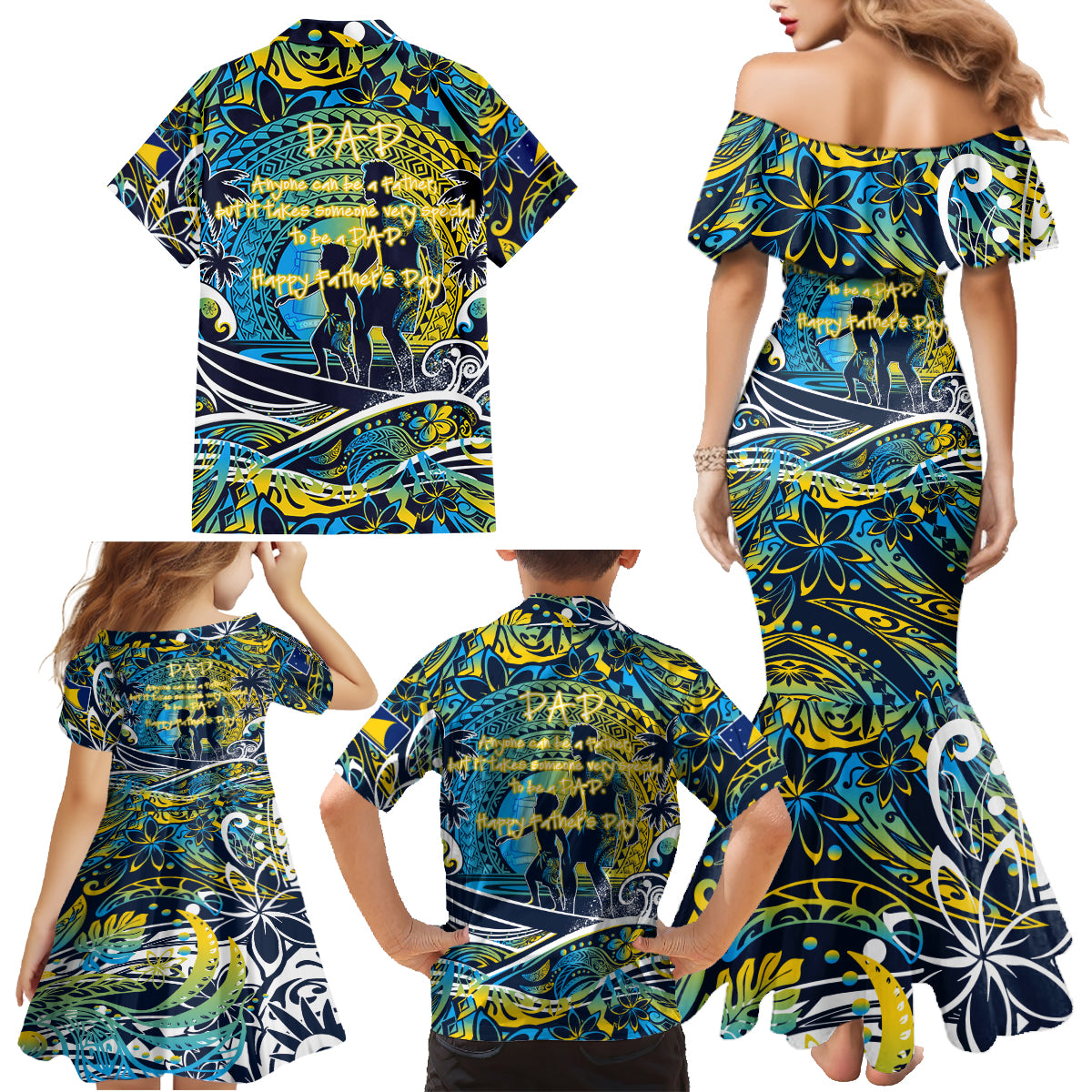 Father's Day Tokelau Family Matching Mermaid Dress and Hawaiian Shirt Special Dad Polynesia Paradise DT02 - Polynesian Pride