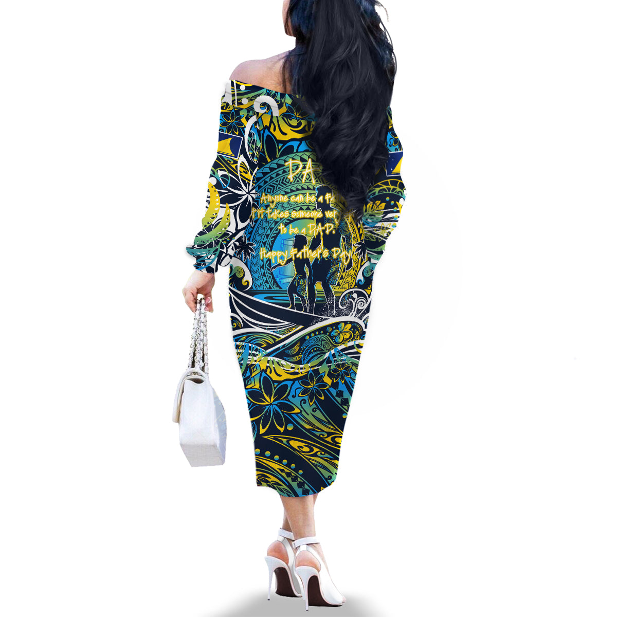 Father's Day Tokelau Family Matching Off The Shoulder Long Sleeve Dress and Hawaiian Shirt Special Dad Polynesia Paradise DT02 - Polynesian Pride