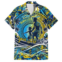Father's Day Tokelau Family Matching Short Sleeve Bodycon Dress and Hawaiian Shirt Special Dad Polynesia Paradise DT02 Dad's Shirt - Short Sleeve Blue - Polynesian Pride