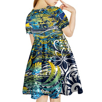 Father's Day Tokelau Kid Short Sleeve Dress Special Dad Polynesia Paradise