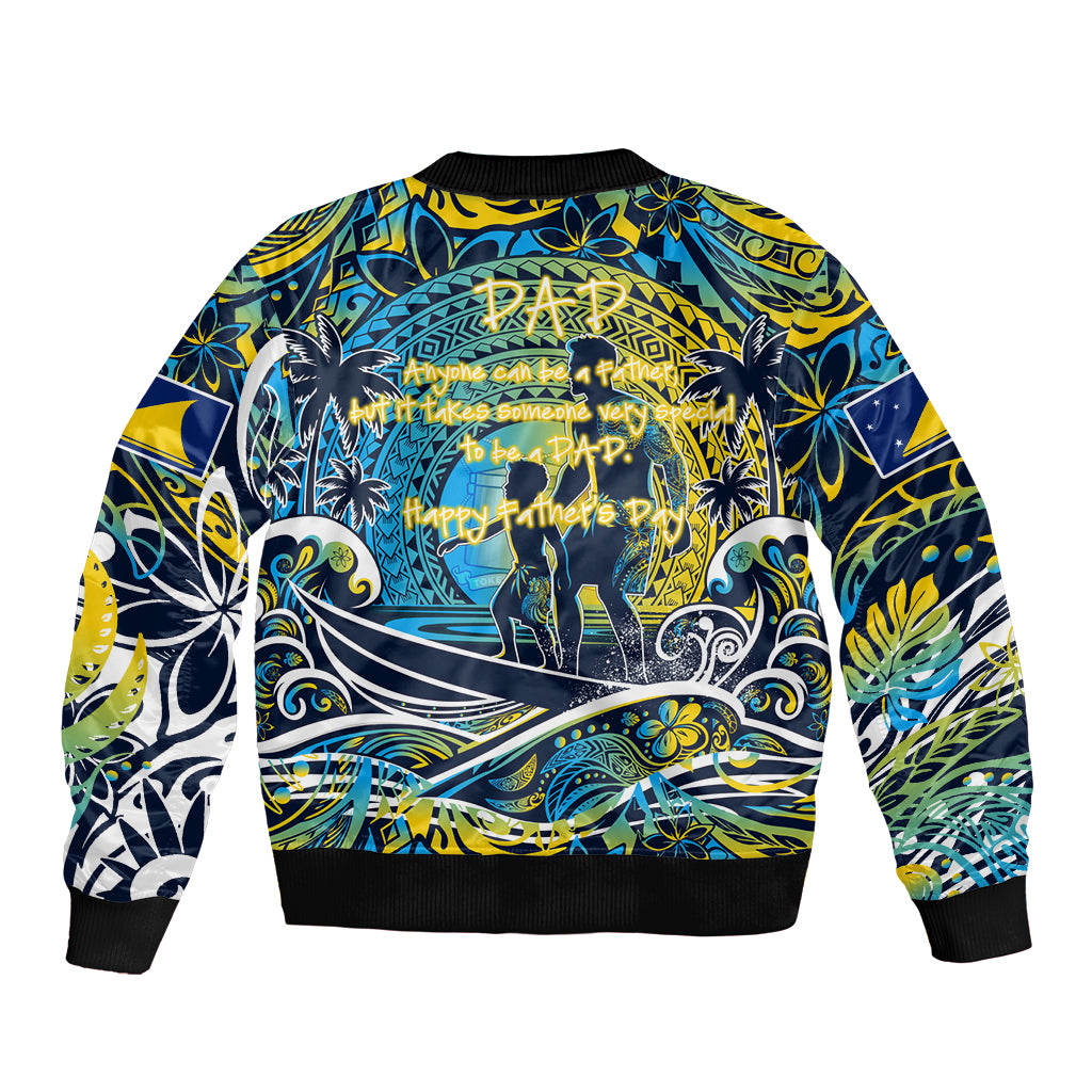 Father's Day Tokelau Sleeve Zip Bomber Jacket Special Dad Polynesia Paradise
