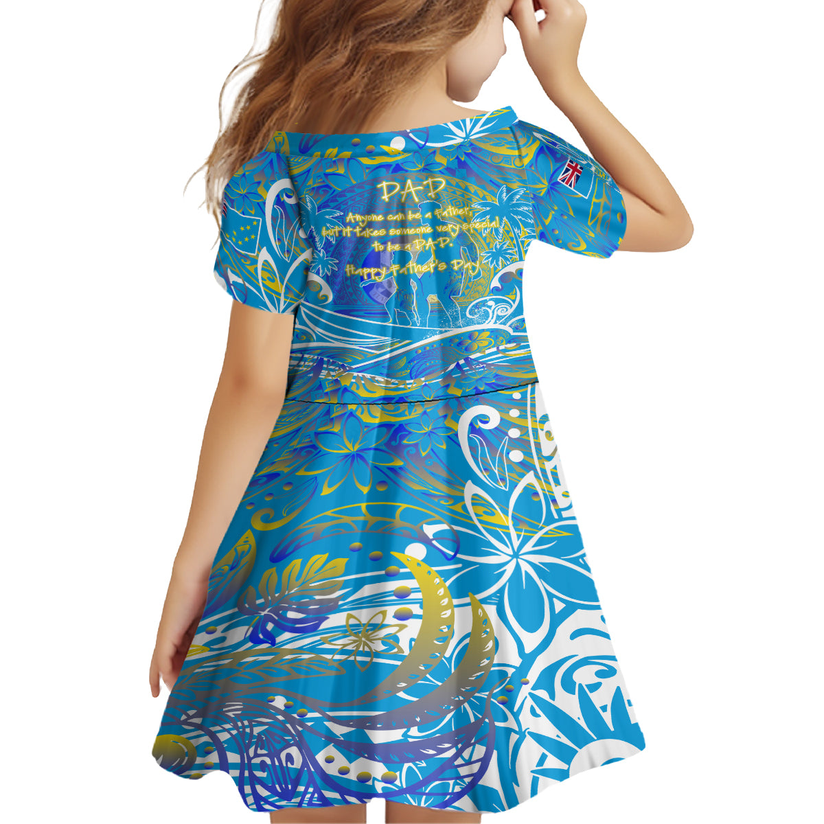Father's Day Tuvalu Kid Short Sleeve Dress Special Dad Polynesia Paradise DT02 - Polynesian Pride