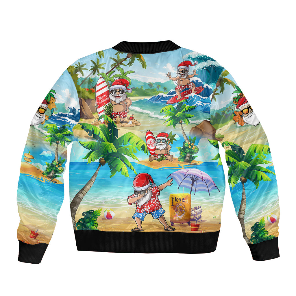 Guam Christmas Bomber Jacket Santa Claus Beach and Wave DT02 - Polynesian Pride