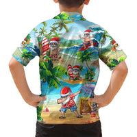 Guam Christmas Family Matching Short Sleeve Bodycon Dress and Hawaiian Shirt Santa Claus Beach and Wave DT02 - Polynesian Pride