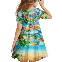 Guam Christmas Family Matching Short Sleeve Bodycon Dress and Hawaiian Shirt Santa Claus Beach and Wave DT02 - Polynesian Pride