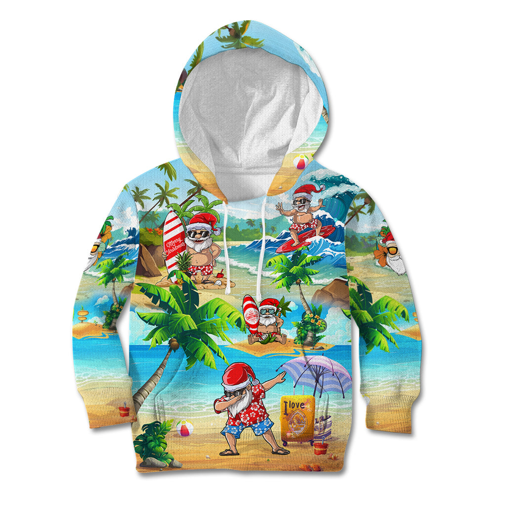 Guam Christmas Kid Hoodie Santa Claus Beach and Wave DT02 Art - Polynesian Pride