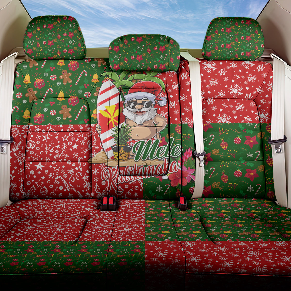 Hawaii Christmas Back Car Seat Cover Mele Kalikimaka Kanaka Maoli DT02 One Size Art - Polynesian Pride