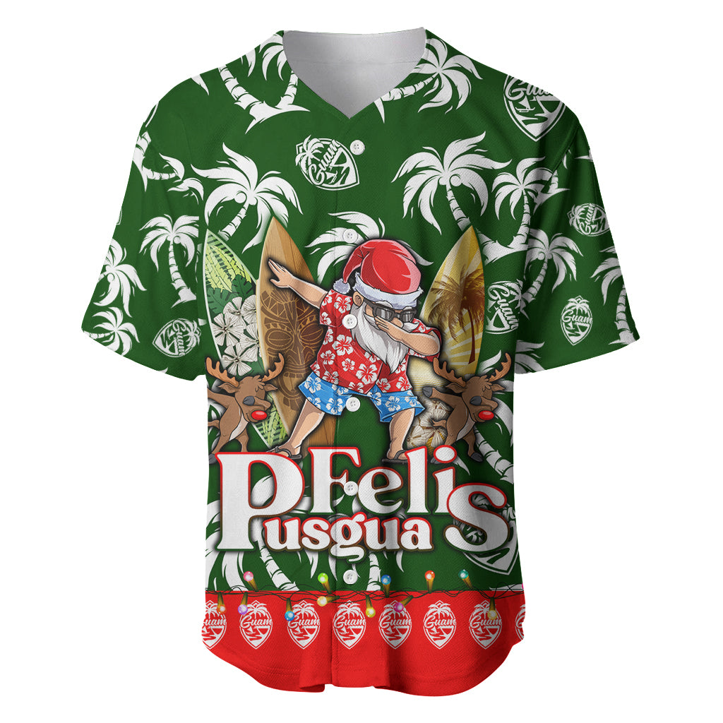 Guam Christmas Baseball Jersey Felis Pusgua Tropical Xmas Patterns DT02 Green - Polynesian Pride