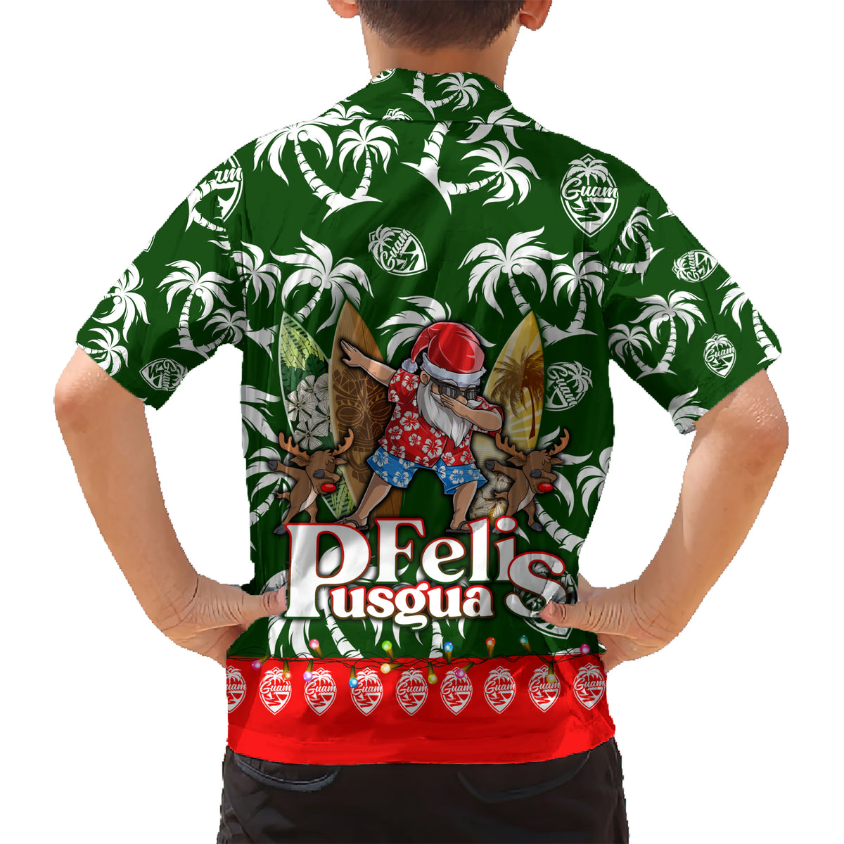 Guam Christmas Kid Hawaiian Shirt Felis Pusgua Tropical Xmas Patterns DT02 - Polynesian Pride