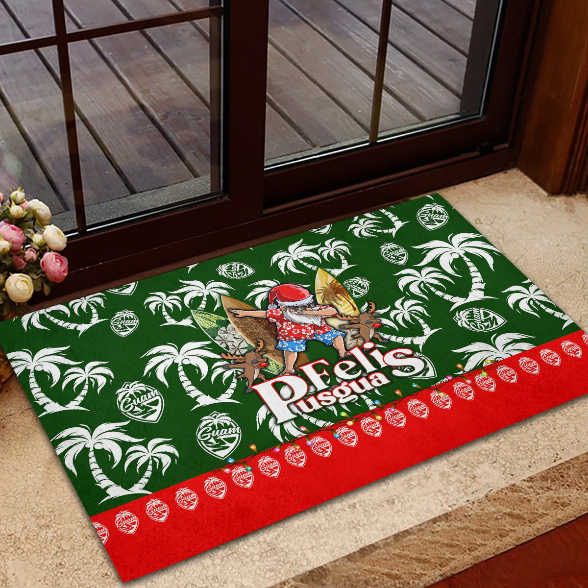 Guam Christmas Rubber Doormat Felis Pusgua Tropical Xmas Patterns DT02 - Polynesian Pride