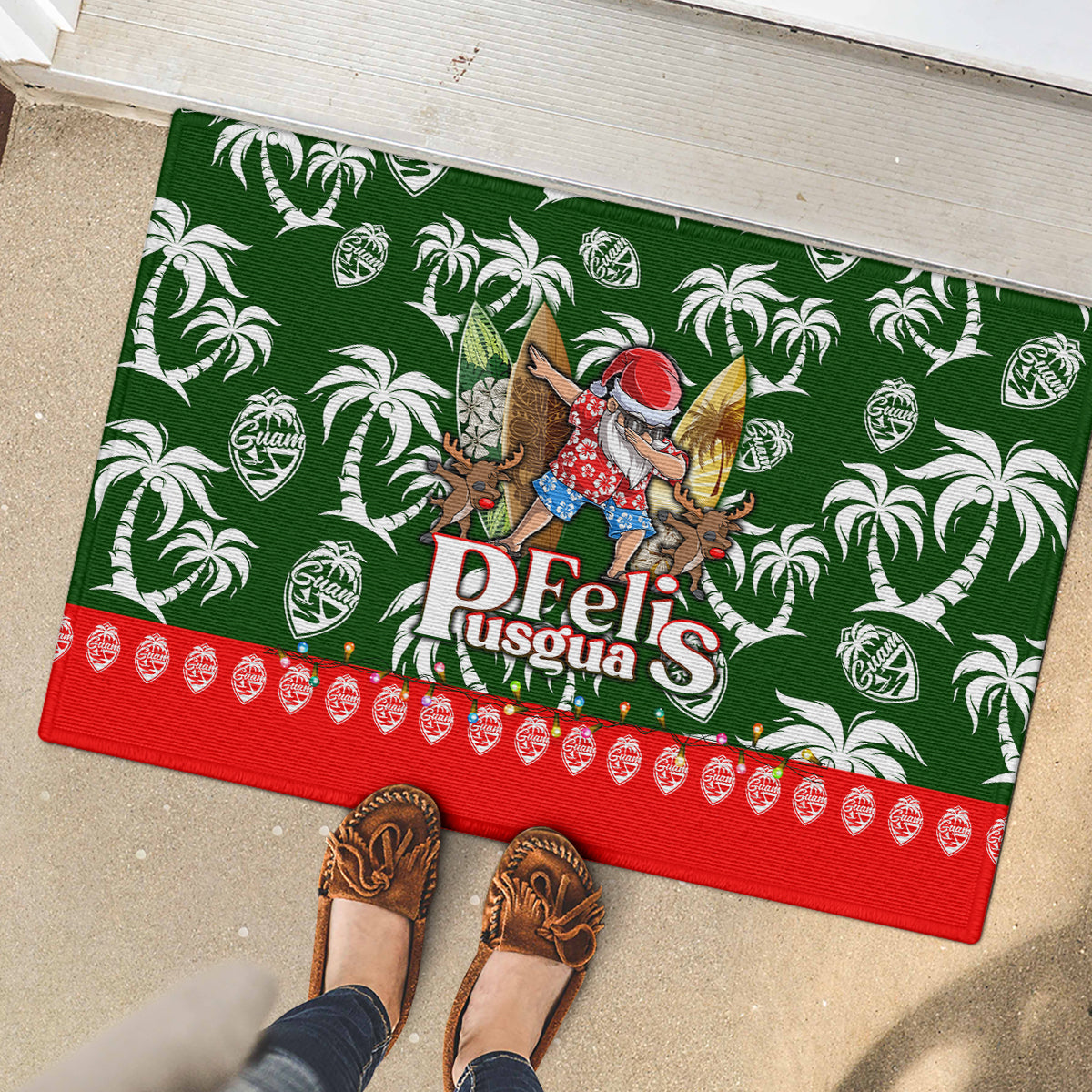 Guam Christmas Rubber Doormat Felis Pusgua Tropical Xmas Patterns DT02 - Polynesian Pride