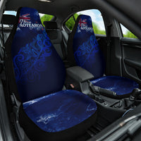 Personalised New Zealand Car Seat Cover Aotearoa Map Silver Fern DT02 One Size Blue - Polynesian Pride