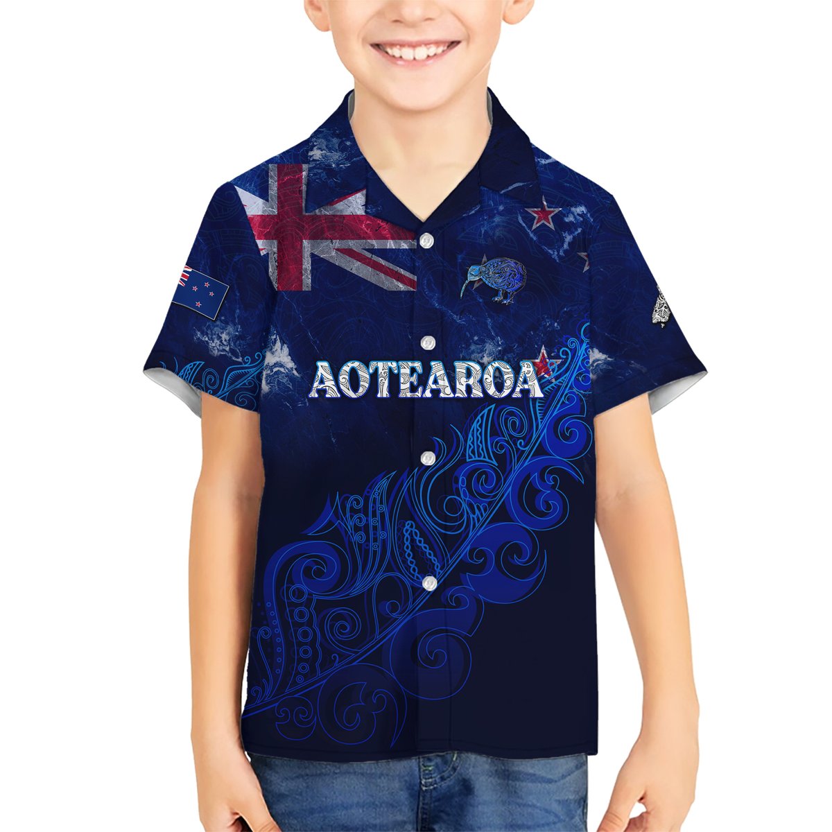Personalised New Zealand Hawaiian Shirt Aotearoa Map Silver Fern DT02 - Polynesian Pride