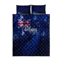 Personalised New Zealand Quilt Bed Set Aotearoa Map Silver Fern DT02 Blue - Polynesian Pride