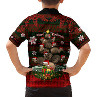 Meri Kirihimete New Zealand Family Matching Off Shoulder Long Sleeve Dress and Hawaiian Shirt Christmas Kiwi Maori DT02 - Polynesian Pride