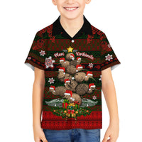 Meri Kirihimete New Zealand Family Matching Off Shoulder Short Dress and Hawaiian Shirt Christmas Kiwi Maori DT02 Son's Shirt Red - Polynesian Pride