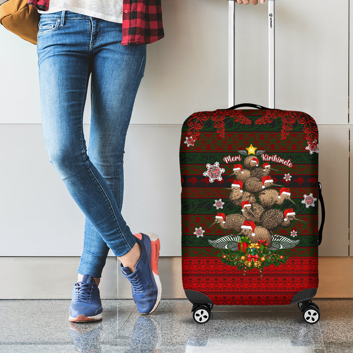 Meri Kirihimete New Zealand Luggage Cover Christmas Kiwi Maori DT02 - Polynesian Pride
