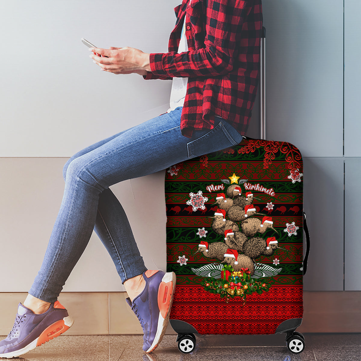Meri Kirihimete New Zealand Luggage Cover Christmas Kiwi Maori DT02 - Polynesian Pride